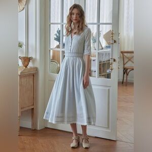 SIMPLE RETRO FIONA 100% COTTON MIDI DRESS
